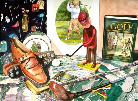 Tee Time Black Ornate Wood Framed Art Print with Double Matting by Koenig, Judy