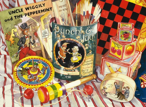 Uncle Wiggly Black Ornate Wood Framed Art Print with Double Matting by Koenig, Judy