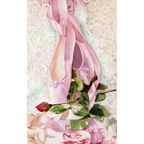 Ballet Rose White Modern Wood Framed Art Print by Koenig, Judy