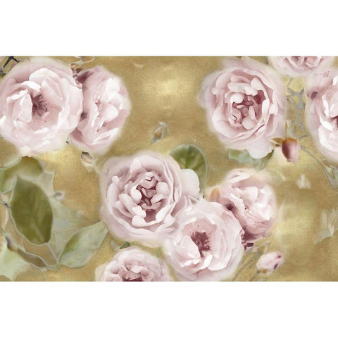 Roses on Gold III White Modern Wood Framed Art Print by Lane, Joanna