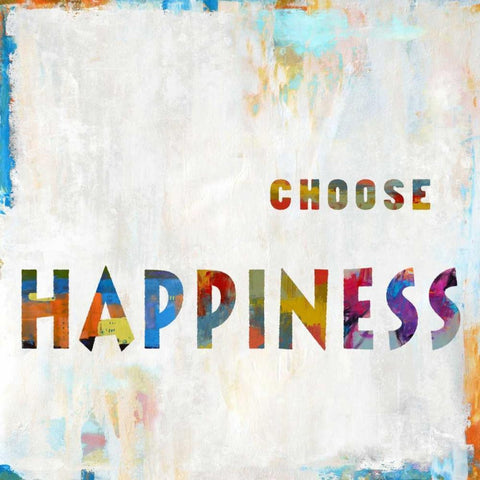 Choose Happiness In Color Gold Ornate Wood Framed Art Print with Double Matting by MacDowell, Jamie