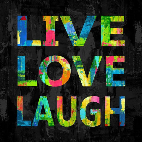 Live Love Laugh Color on Black Black Ornate Wood Framed Art Print with Double Matting by MacDowell, Jamie