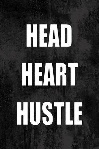Head Heart Hustle on Black White Modern Wood Framed Art Print with Double Matting by MacDowell, Jamie