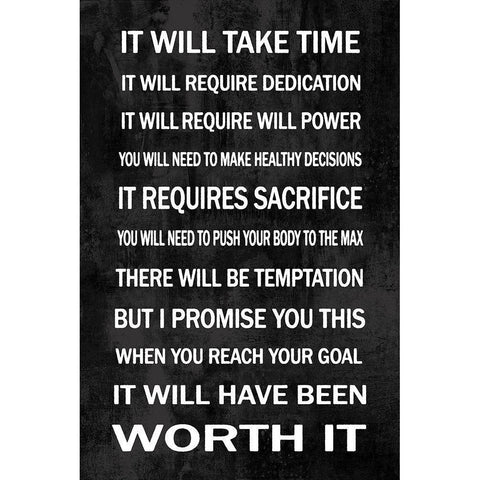 Worth It on Black Black Modern Wood Framed Art Print by MacDowell, Jamie