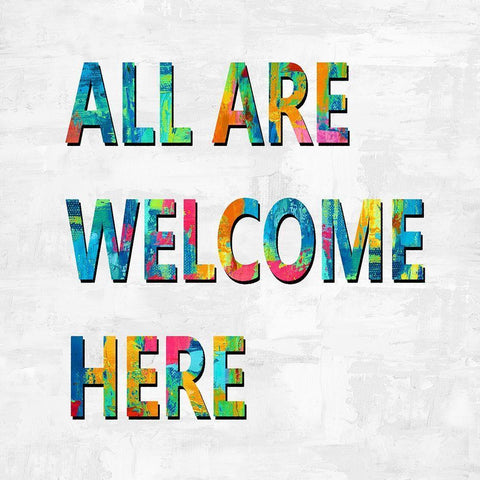 All Are Welcome Here in Color Black Modern Wood Framed Art Print by MacDowell, Jamie