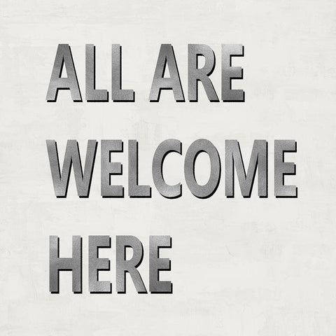 All Are Welcome Here White Modern Wood Framed Art Print with Double Matting by MacDowell, Jamie