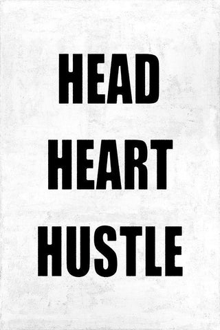 Head Heart Hustle on Gray White Modern Wood Framed Art Print with Double Matting by MacDowell, Jamie