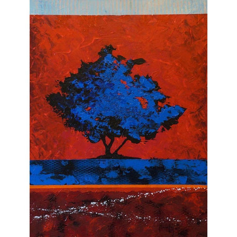 Blue Tree Black Modern Wood Framed Art Print by Foster, Joseph Marshal