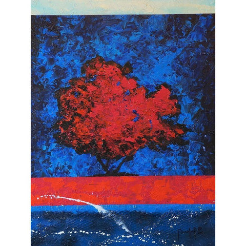 Red Tree White Modern Wood Framed Art Print by Foster, Joseph Marshal