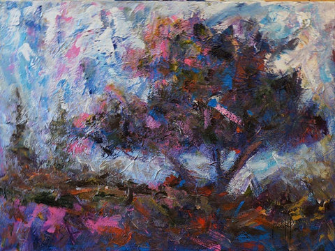 Pastel Tree Black Ornate Wood Framed Art Print with Double Matting by Foster, Joseph Marshal