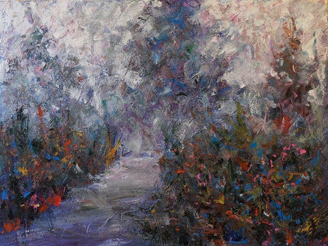 Walking path Black Ornate Wood Framed Art Print with Double Matting by Foster, Joseph Marshal