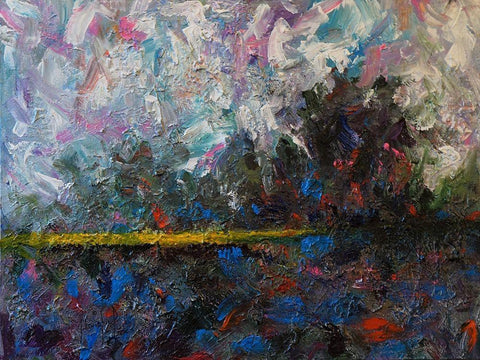 Golden Pond White Modern Wood Framed Art Print with Double Matting by Foster, Joseph Marshal