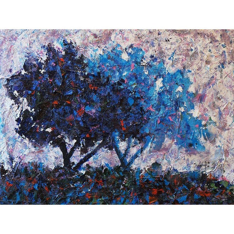 Blue Trees White Modern Wood Framed Art Print by Foster, Joseph Marshal