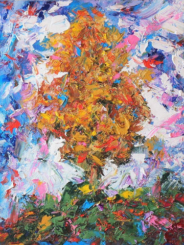 Orange Tree II White Modern Wood Framed Art Print with Double Matting by Foster, Joseph Marshal