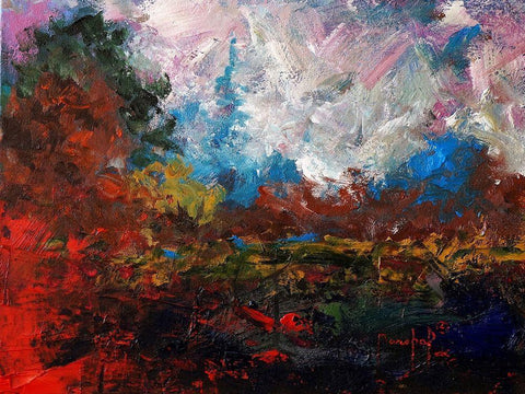 Burnt Orange Landscape Black Ornate Wood Framed Art Print with Double Matting by Foster, Joseph Marshal