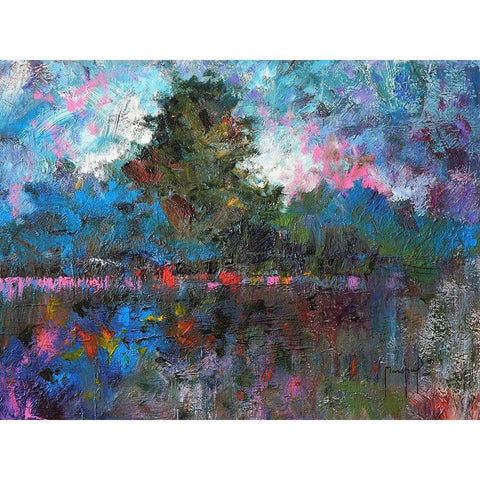 Blue Landscape White Modern Wood Framed Art Print by Foster, Joseph Marshal