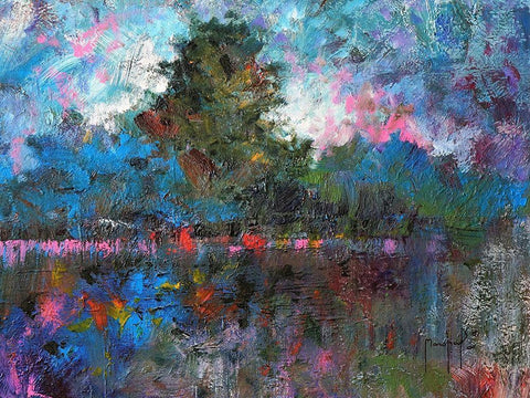 Blue Landscape White Modern Wood Framed Art Print with Double Matting by Foster, Joseph Marshal