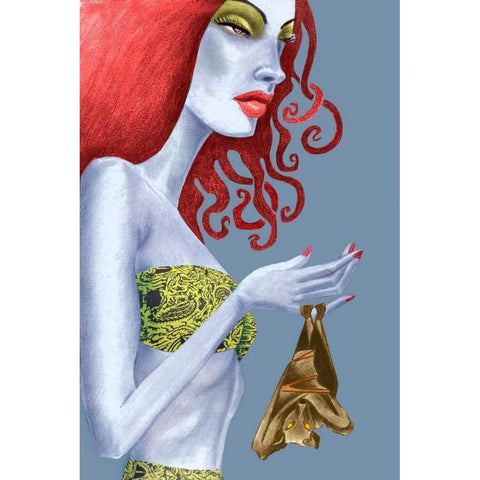 Bat White Modern Wood Framed Art Print by Goddess, Jami