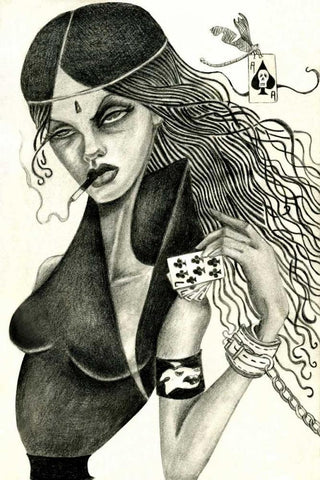 Cassandra II (Drawing) White Modern Wood Framed Art Print with Double Matting by Goddess, Jami