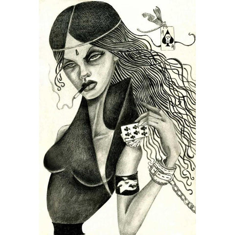 Cassandra II (Drawing) Gold Ornate Wood Framed Art Print with Double Matting by Goddess, Jami