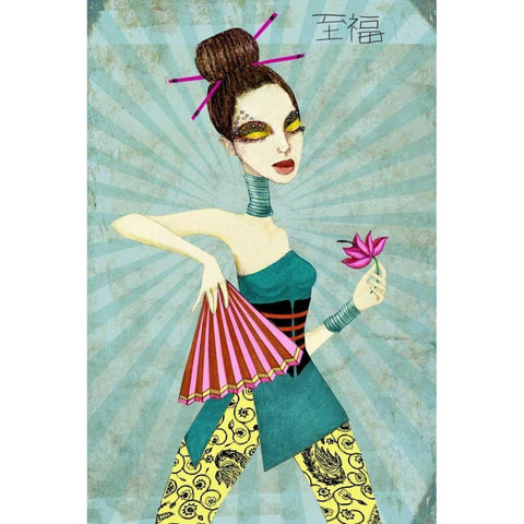 Geisha II Black Modern Wood Framed Art Print with Double Matting by Goddess, Jami