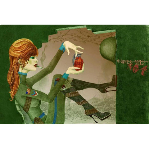 Grenade Gold Ornate Wood Framed Art Print with Double Matting by Goddess, Jami