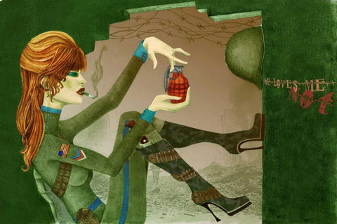 Grenade White Modern Wood Framed Art Print with Double Matting by Goddess, Jami