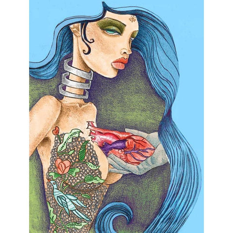 Heart Gold Ornate Wood Framed Art Print with Double Matting by Goddess, Jami