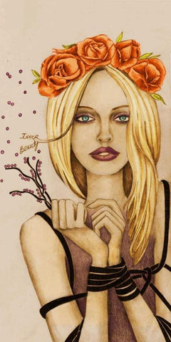 Inner Beauty Black Ornate Wood Framed Art Print with Double Matting by Goddess, Jami