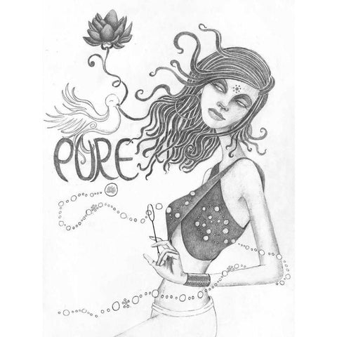 Pure (Drawing) White Modern Wood Framed Art Print by Goddess, Jami