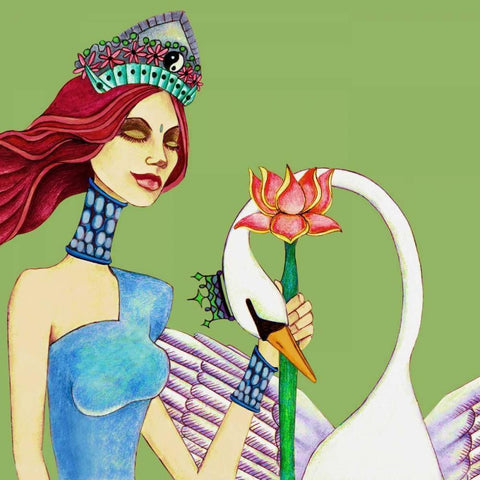 Queen White Modern Wood Framed Art Print by Goddess, Jami