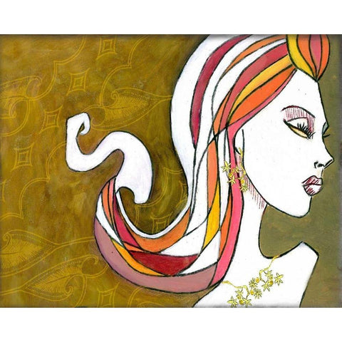 Rainbow Hair Gold Ornate Wood Framed Art Print with Double Matting by Goddess, Jami