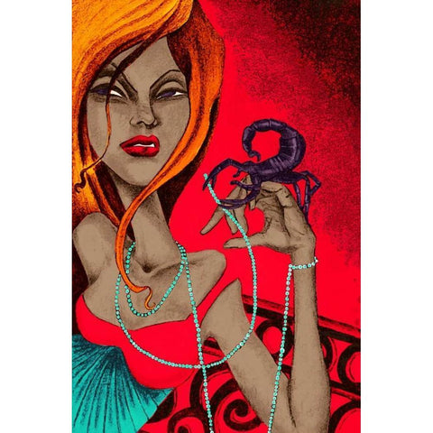 Scorpion Black Modern Wood Framed Art Print with Double Matting by Goddess, Jami