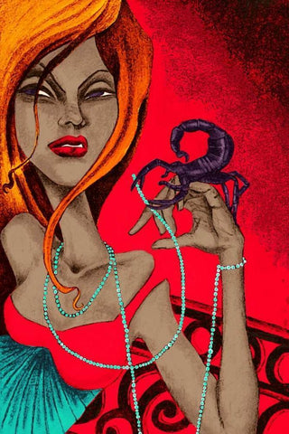 Scorpion Black Ornate Wood Framed Art Print with Double Matting by Goddess, Jami