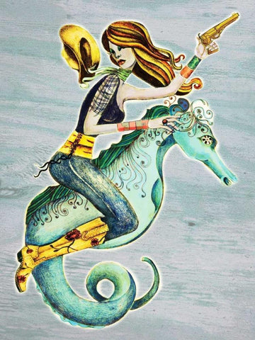 Seahorse White Modern Wood Framed Art Print with Double Matting by Goddess, Jami