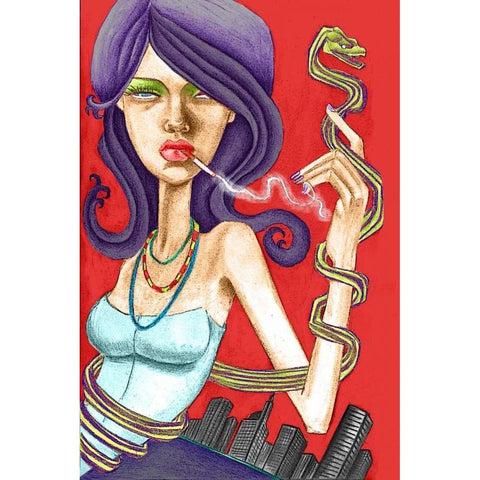 Snake Black Modern Wood Framed Art Print by Goddess, Jami