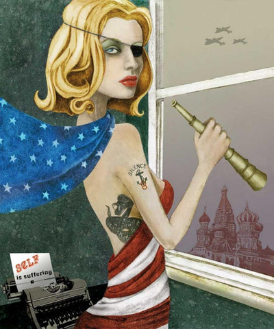 The Spy White Modern Wood Framed Art Print with Double Matting by Goddess, Jami