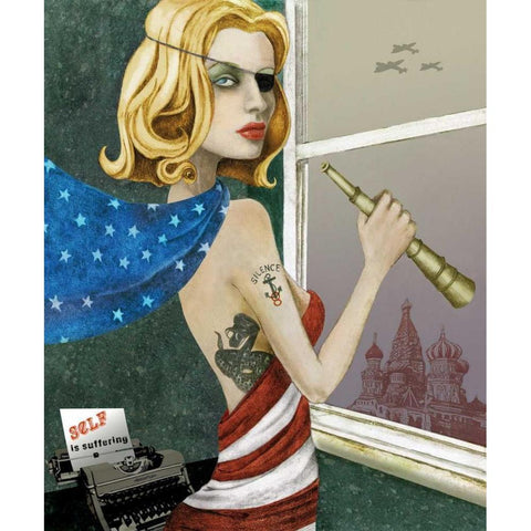 The Spy Black Modern Wood Framed Art Print by Goddess, Jami