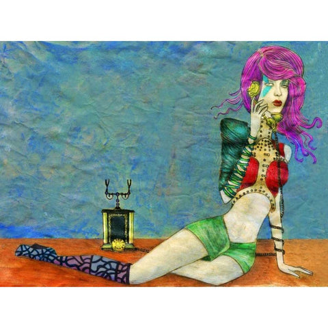 Telephone Black Modern Wood Framed Art Print with Double Matting by Goddess, Jami