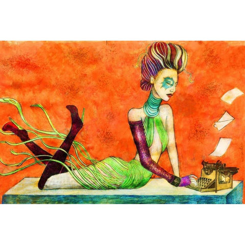 Typewriter Black Modern Wood Framed Art Print by Goddess, Jami