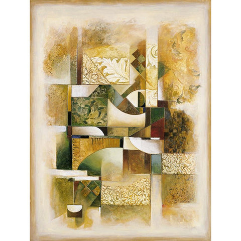 Abstract collage I Gold Ornate Wood Framed Art Print with Double Matting by Parsons, Jonathan