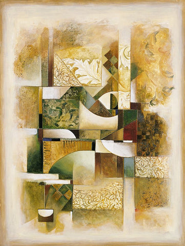 Abstract collage I White Modern Wood Framed Art Print with Double Matting by Parsons, Jonathan