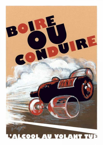 Boire ou Conduire White Modern Wood Framed Art Print with Double Matting by Got, Jean-Pierre