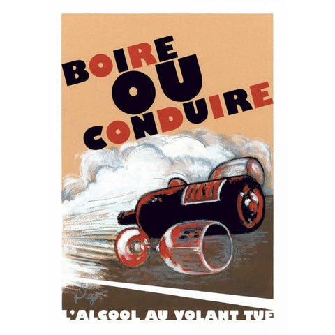 Boire ou Conduire White Modern Wood Framed Art Print by Got, Jean-Pierre