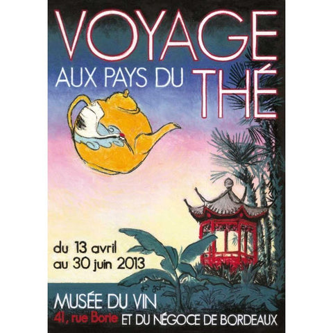 Voyage aux pays des thes Black Modern Wood Framed Art Print with Double Matting by Got, Jean-Pierre