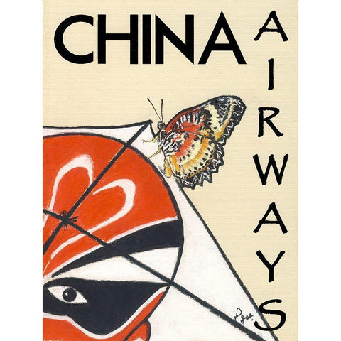 China Airways Black Modern Wood Framed Art Print with Double Matting by Got, Jean Pierre