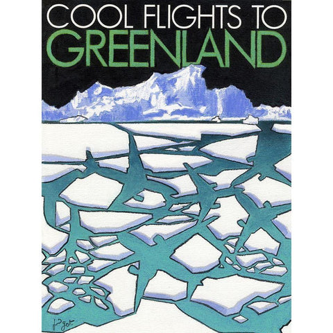 Cool flights to Groenland White Modern Wood Framed Art Print by Got, Jean Pierre