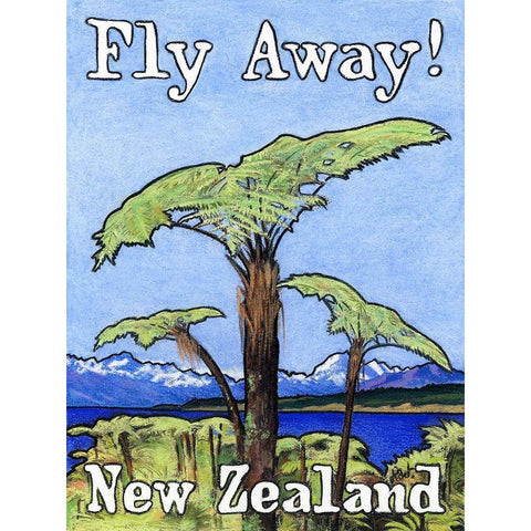 Fly Away! New Zealand Black Modern Wood Framed Art Print with Double Matting by Got, Jean Pierre