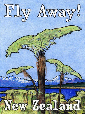 Fly Away! New Zealand White Modern Wood Framed Art Print with Double Matting by Got, Jean Pierre