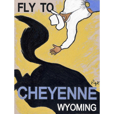 Fly to Cheyenne Wyoming Gold Ornate Wood Framed Art Print with Double Matting by Got, Jean Pierre